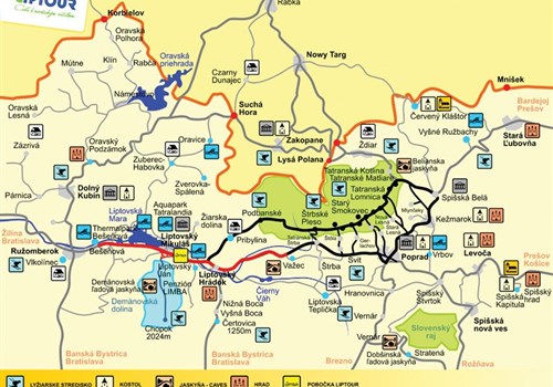 MAPA VYSOKÉ TATRY, NÍZKE TATRY, LIPTOV