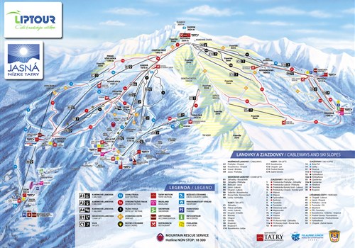 MAPA NÍZKE TATRY, JASNÁ, DEMÄNOVSKÁ DOLINA